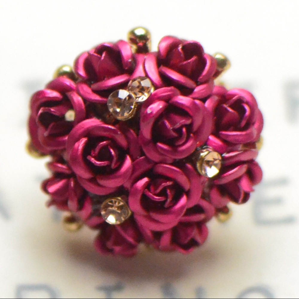 Bouquet of Roses Rhinestones Floral Stud Earrings - Picture 1 of 8